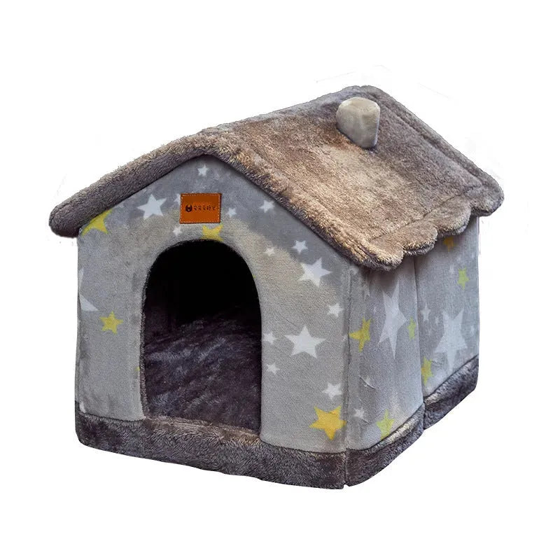 Foldable Dog House Pet Cat Bed Winter Dog Villa Sleep Kennel Removable Nest Warm Enclosed Cave Sofa Pets Supplies - Bellarte Enchanté Foldable Dog House Pet Cat Bed Winter Dog Villa Sleep Kennel Removable Nest Warm Enclosed Cave Sofa Pets Supplies